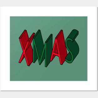 Xmas, Red and Green Word Art Posters and Art